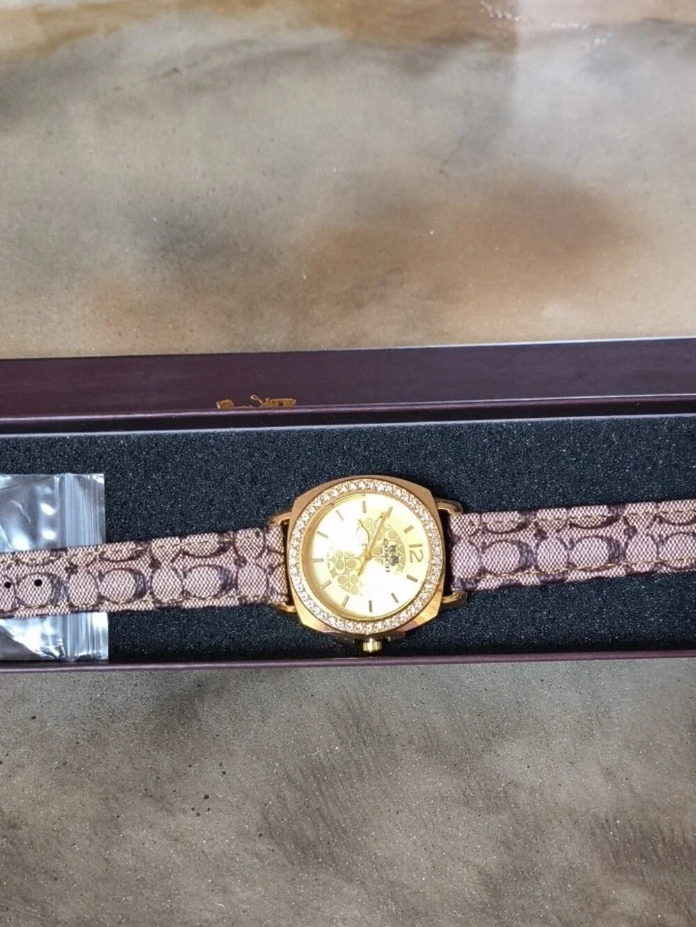 Women's Gold-Tone Dial Watch with Brown Signature Leather Strap